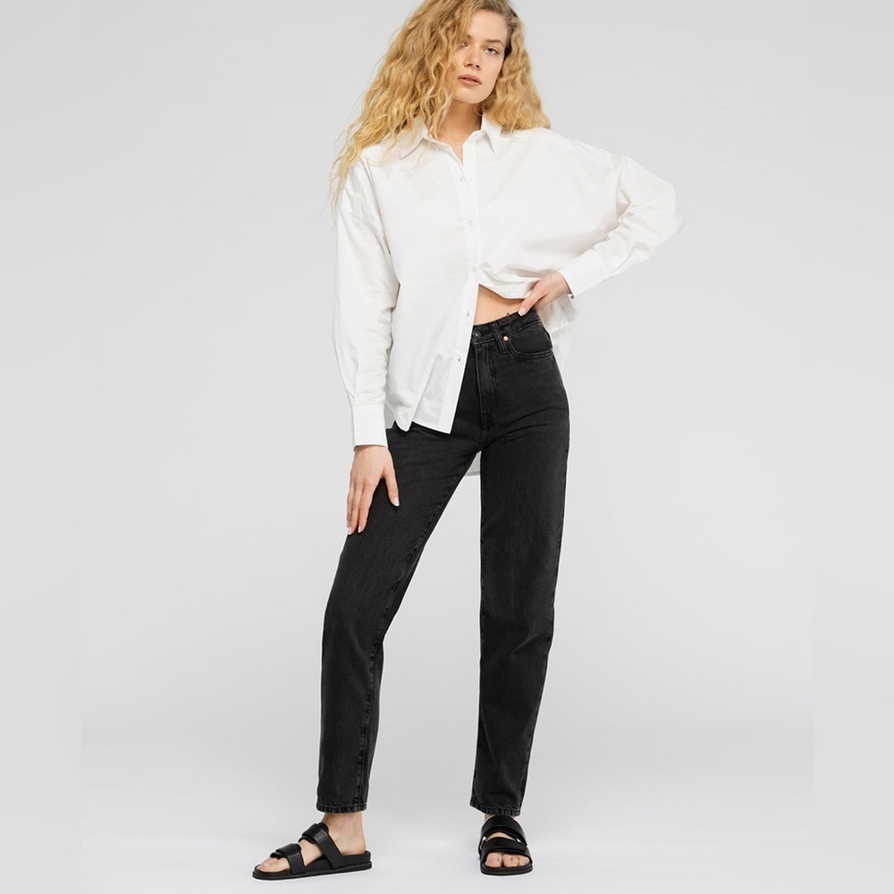 OUTLAND DENIM Abigail High-rise slim tapered black jeans 25 NWT